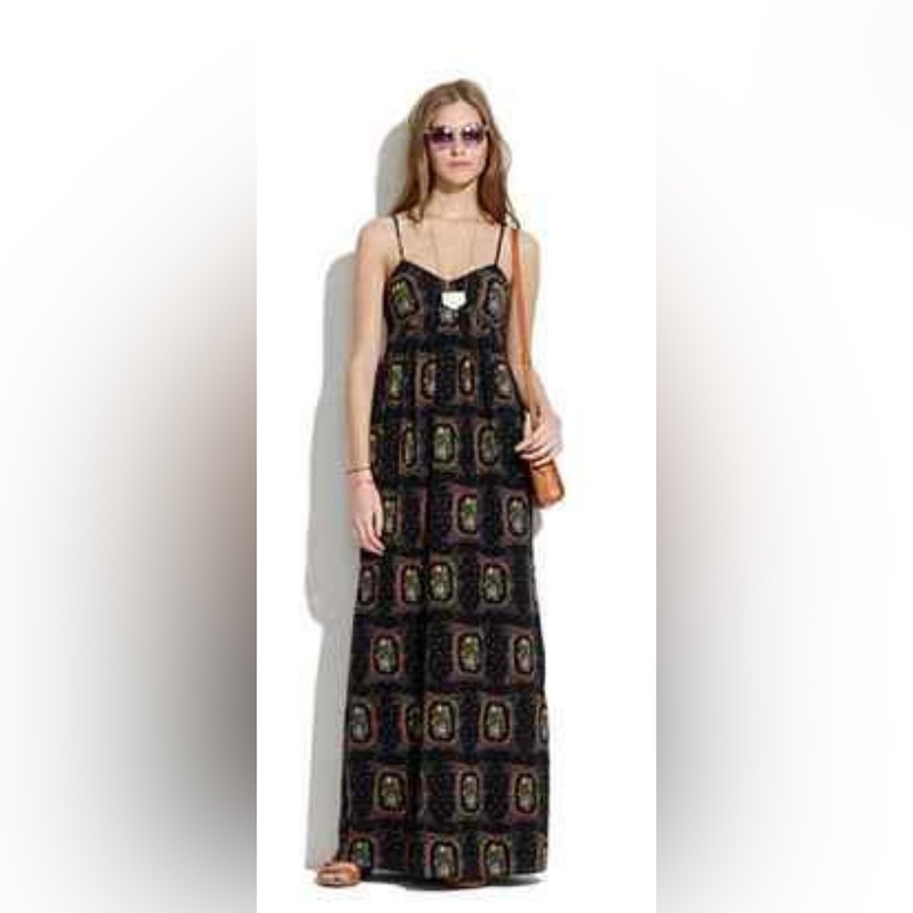 Gorgeous Madewell Black Floral Frame Maxi Dress Sz 8